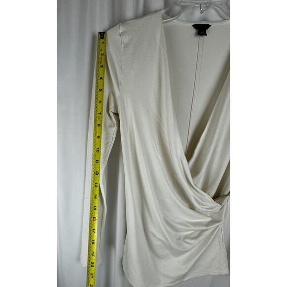 Ann Taylor Crossover V-neck Ruching Long Sleeves Blouse, Ivory Sz: XS, 57-18 - Picture 4 of 16